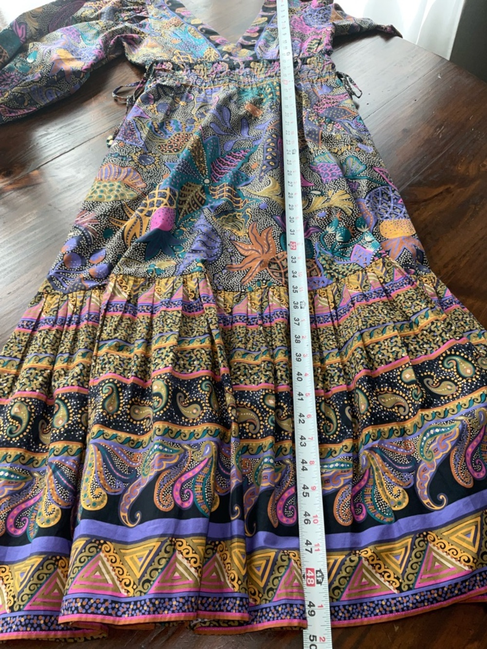 Anthropologie Multicolor Paisley V-Neck Maxi Dress - Purple & Teal Accents - Picture 8 of 9